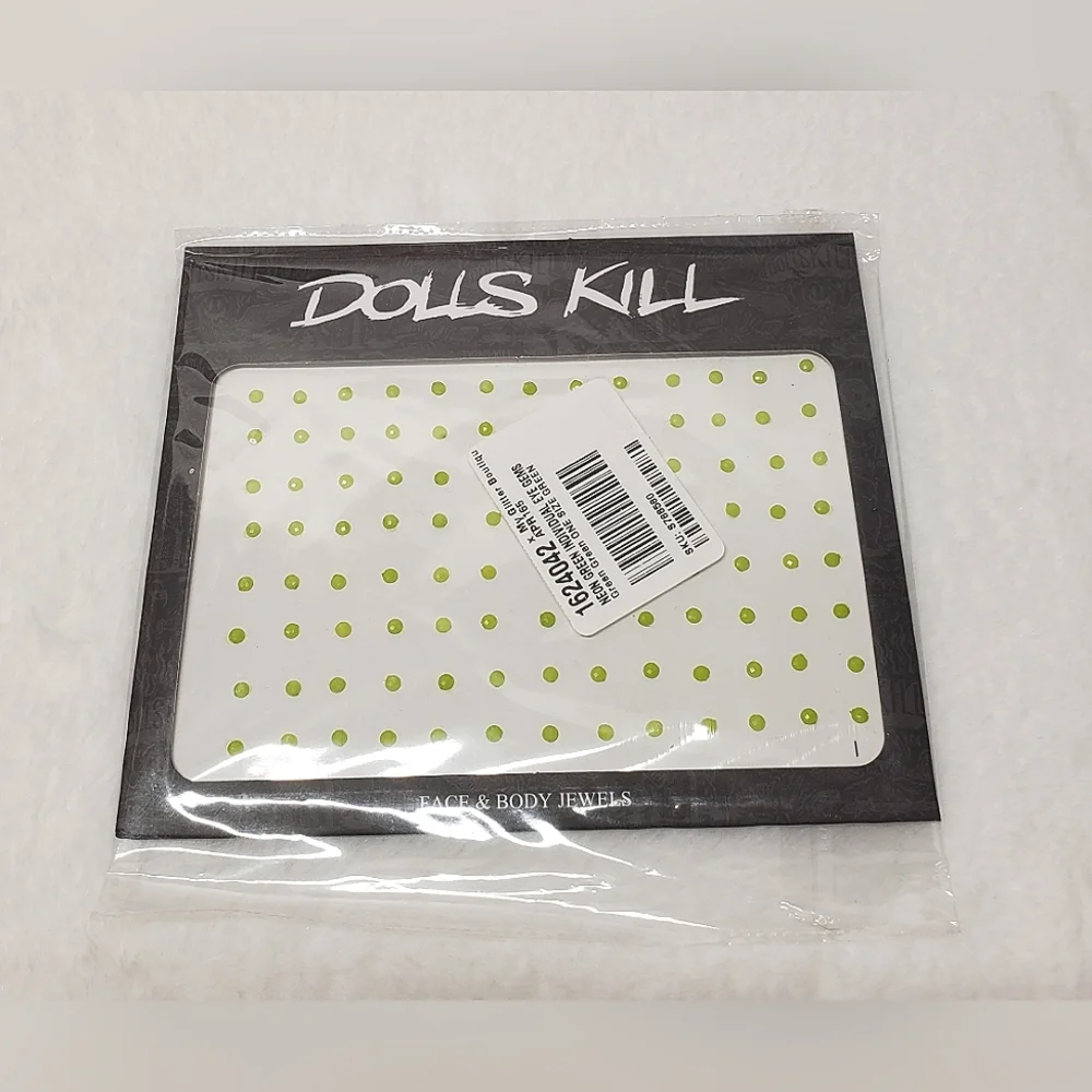New Y2K Dolls Kill Neon Green Face and Body Jewels